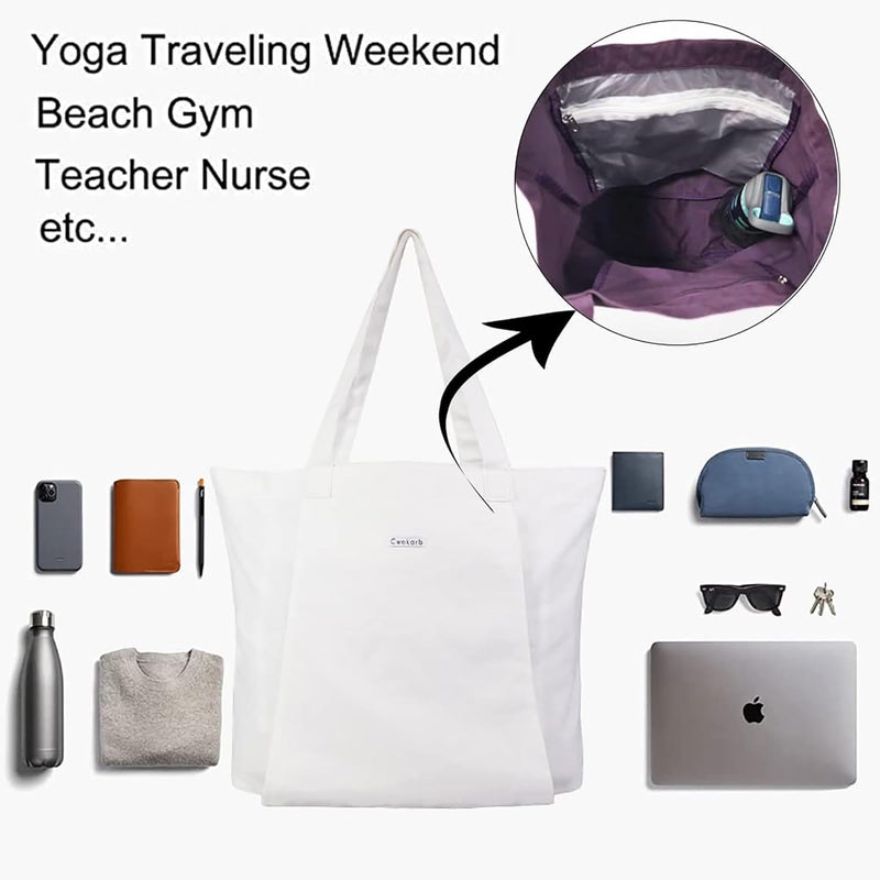 Cwokarb Yoga Bags for Women with Yoga Mats Bags Carrier Carryall Canvas Tote for Pilates Shoulder for Travel Office Beach Workout - Image 4